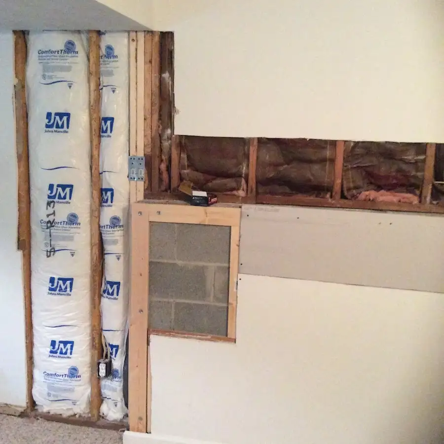 Wall insulation replacement during Basement Flood Cleanup in Chesterland